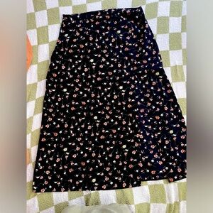 Floral Black Maxi Skirt with slit